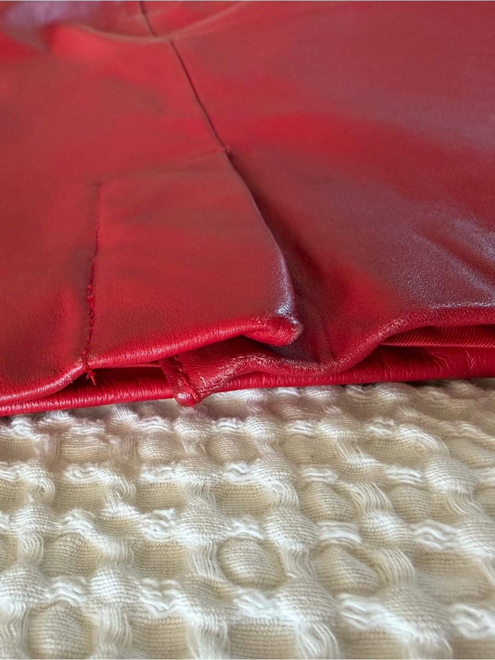 Vintage Investments Red Leather Skirt Size 8 Fits Modern XS 0 2 - Picture 13 of 16
